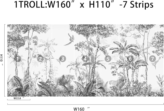 Vintage Tropical Botanical Peel and Stick Wall Mural, Canvas Wallpaper | Removable Large Wall Mural Panels for Bedroom, Living Room, Office and Accent Wall Decor, Easy to Install - Image 7