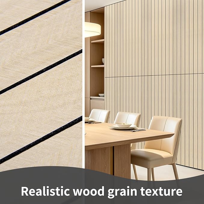 AMZDEPOT 6 Pack Peel and Stick Wood Panels for Wall, Herringbone Oak | Self-Adhesive Slat Wall Panels, PVC Thick, 3D Wood Grain Wallpaper, for Walls and Ceilings, 48"x15.75", Packed in Long Boxes - Image 6