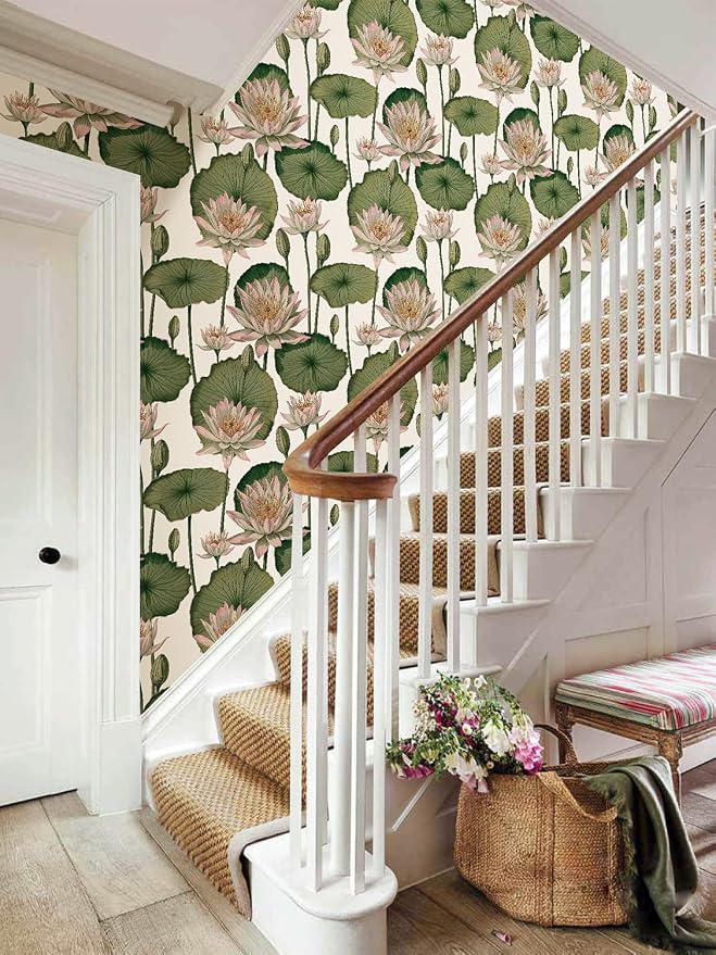 Orainege Floral Wallpaper Peel and Stick Floral Contact Paper Boho | 16.9inx196.8in Lotus Flower Wallpaper Removable Self Adhesive Wall Paper for Bedroom Cabinets Decorative - Image 7