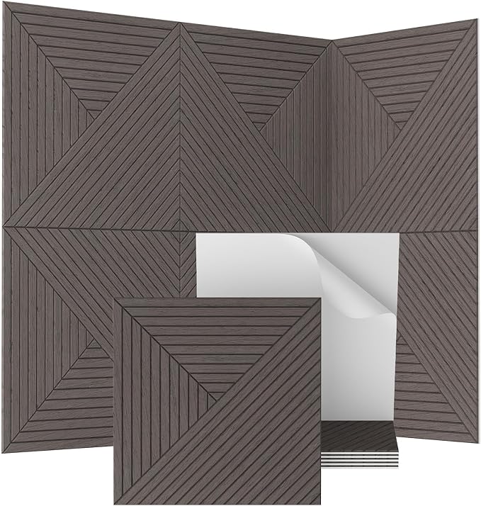 TONOR Acoustic Wall Panels Peel and Stick, 6 Pack 23.6''x23.6''-23.25 sq.ft. High-Density Acoustic Wood Panels Alternative. Soundproof Wall Panels for Interior Wall Decor, Home, Bedroom, Black by TONOR