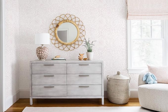 Ismoon Pink Wallpaper Peel and Stick Boho Floral Contact Paper 17.3x78.7in | Renter Friendly Wall Paper Textured Self Adhesive Removable Wallpaper for Bedroom Kitchen Thicken Vinyl Waterproof - Image 6