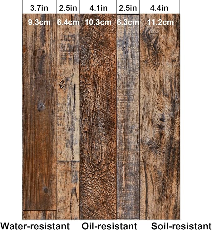 WENMER 23.6" x 78.7" Brown Wood Peel and Stick Wallpaper Shiplap Self Adhesive Wall Paper Wood Plank Wallpaper for Cabinet Countertop Shelf Drawer Wall Door - Image 5