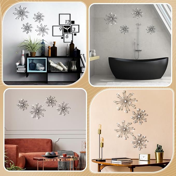 Hicarer 4 Pcs Starburst Wall Decor, Metal Wall Art, Black - Image 6