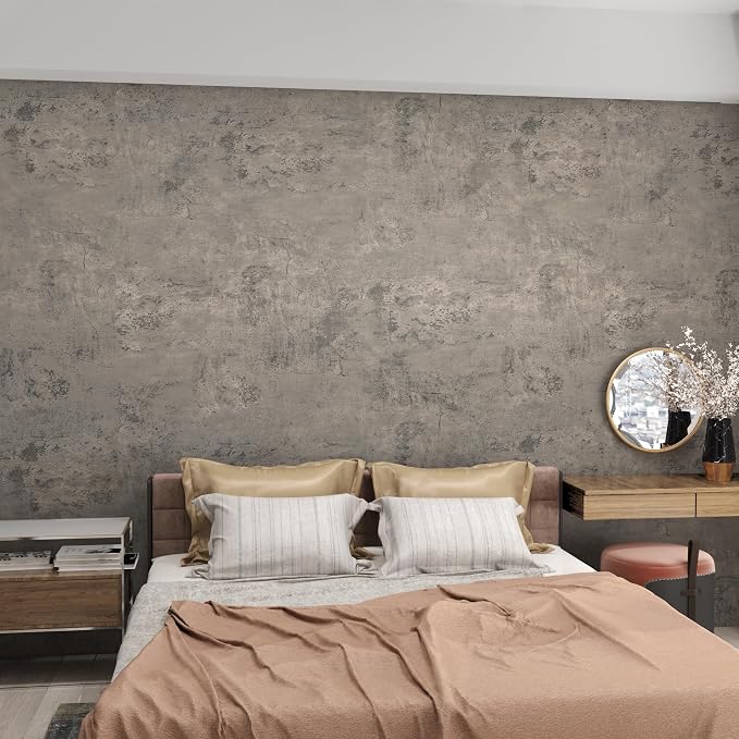 3yecao Grey Concrete Wallpaper Peel and Stick Gray Concrete Contact Paper | 31"×591" Large Size Wide Thick Light Beige Cement Wallpaper Vinyl Waterproof Self Adhesive Stickers for Bedroom Garage Walls by 3YECAO