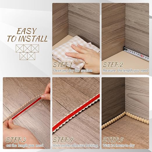 Leinuosen Flexible Bead Molding Trim Peel and Stick Wood 10ft /12 mm - Image 7