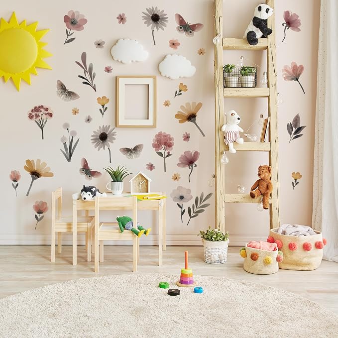 Flower Wall Decals - Peel and Stick Large Floral Flowers Wall Stickers,Removable Flower Home Decor Art for Kids Living Room, Bedroom, Nursery Decor Wall Corner Decor - Image 2