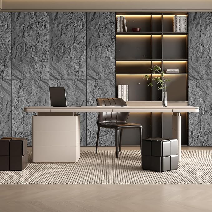 Faux Stone Wall Panel 43.3''x23.6'', Mountain Rock Design, Cement | 4 Pack PU Stone Wall Panels for Interior Wall Decor, Bedroom, Living Room, Office - Image 7