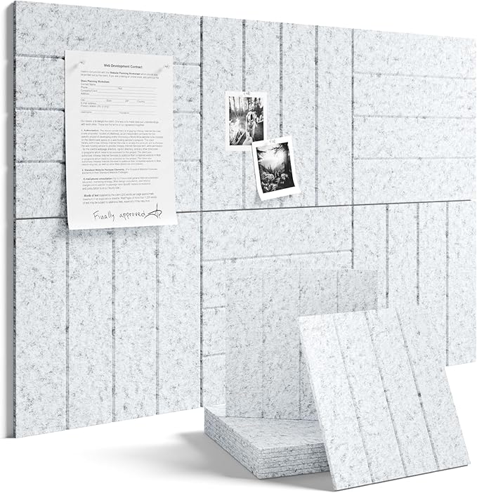 Fluxynara 36" x 24" Large Felt Bulletin Board, Light Gray | 6 Pack Cork Board Alternative with 30 Safe Adhesive Tabs, Felt Pin Boards for Wall Decor, Home, Office, Classroom, Dorm by FLUXYNARA
