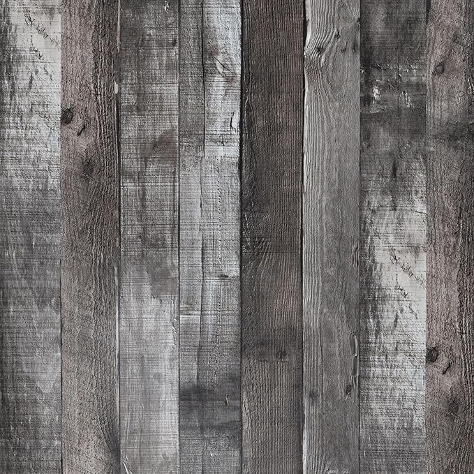 Peel and Stick Wood Wallpaper Grey/Black Vinyl 17.3"×120" Contact Paper Self Adhesive Thick Waterproof Self Adhesive for Cabinets liveroom by Qianglive