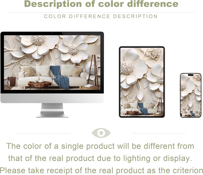 3D Relief Floral Peel and Stick Mural Wallpaper Magnolia Wall Mural | 137"x96", Self Adhesive Canvas, for Bedroom Living Room Bathroom, Seamless, No overlapping - Image 5