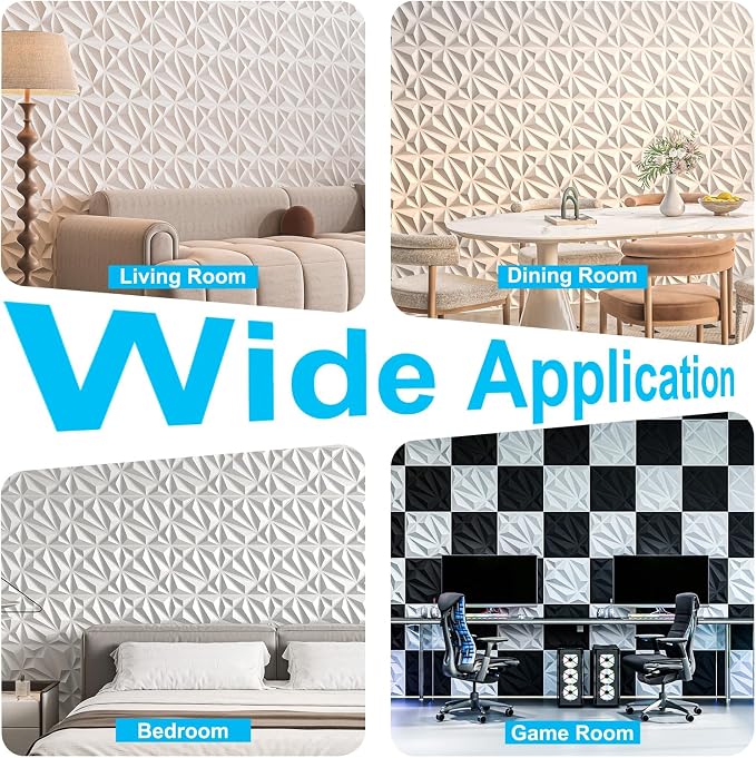 Art3d Diamond Textured 3D Wall Panels, 11.8 x 11.8 in, 33-Pack, White | PVC, Decorative, Stain Proof, Wipeable, Trimmable, Ideal for Living Room, Bedroom, Office and TV Background Walls - Image 8