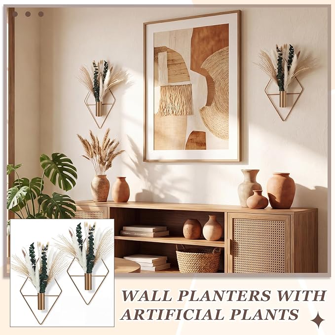 Canlierr 4 Pcs Wall Decor Hanging Planters, Mixed Plants, Antique Bronze - Image 6