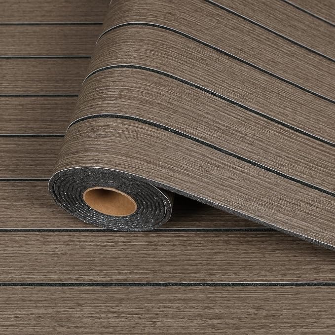 CRE8TIVE 24"x118" Large Roll Dark Brown Oak Wood Peel and Stick Wall Panels | 3D Wood Slat Wall Panel, Flexible Self Adhesive Wooded Grain Wallpaper, Foam Wall Paneling for Interior Decor Kitchen Island by CRE8TIVE