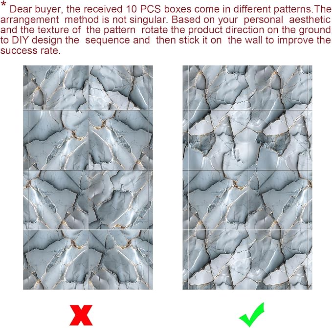 Chejiaye Shower Wall Panels Peel and Stick,Marble Wall Panels for Interior Decor,Backsplash Tile for Kitchen Showers Bathrooms Living Rooms 11.8"x11.8"in 10Pcs,White Gray (Not Real Tile,9.7 Sq.ft) - Image 8