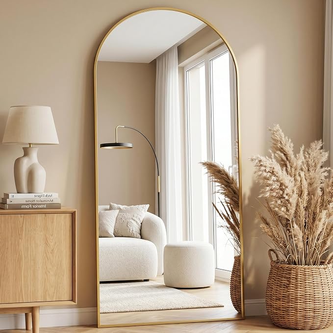 71"x32" Arched Full Length Mirror, Full Body Floor Mirror, Gold by Unknown