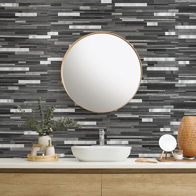 StyloVue 20 Sheets Peel and Stick Tile Backsplash, Black with Metal Gold Look Stick on Tile Upgrade Your Kitchen Backsplash, RV, Fireplace - Image 7