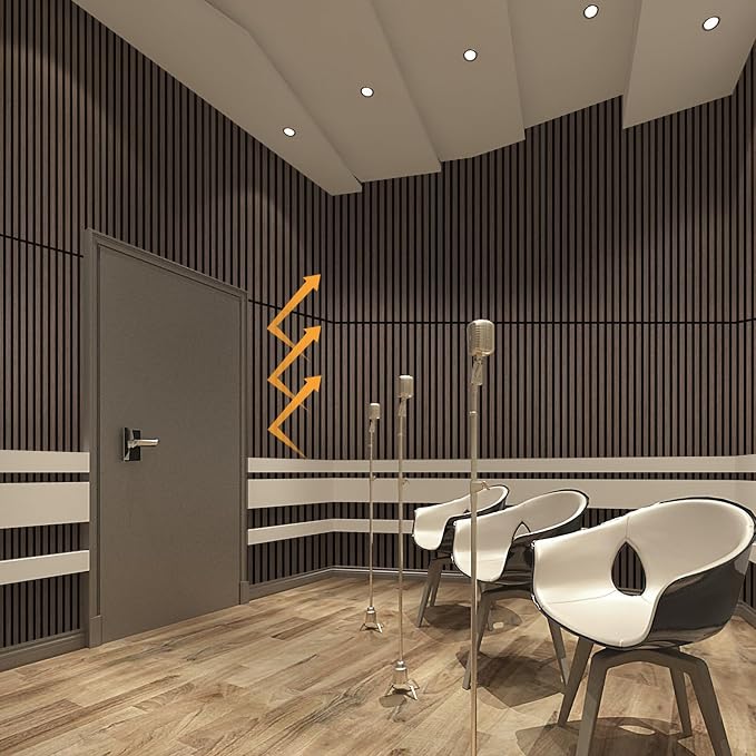Wood Panels for Wall Acoustic Slat Wall Panels 4-Piece 47.2"×23.6" 3D Fluted Sound Absorbing Panel for Interior Wall Decor and Ceiling - Walnut - Image 3