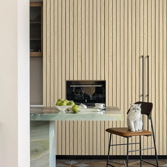 Naphite 3D Wood Slats Peel and Stick Wall Panels,PVC Thicken 118in 15.7in | Oak Natural Wood Grain,Flexible Wall Paneling for Accent Wall Bedroom Ceiling,Faux Wooden Self Adhesive,Acoustic Foam Panels - Image 6