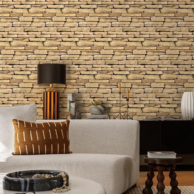 Commomy 3D Faux Stone Wall Panels Peel and Stick 10 Pcs 11.8" x 11.8" | Ultralight Thin PVC Fake Rock Wallpaper DIY Wall Covering Decorative Tiles for Kitchen Backsplash,Bedroom (Covers 9.7 sq.ft) - Image 8
