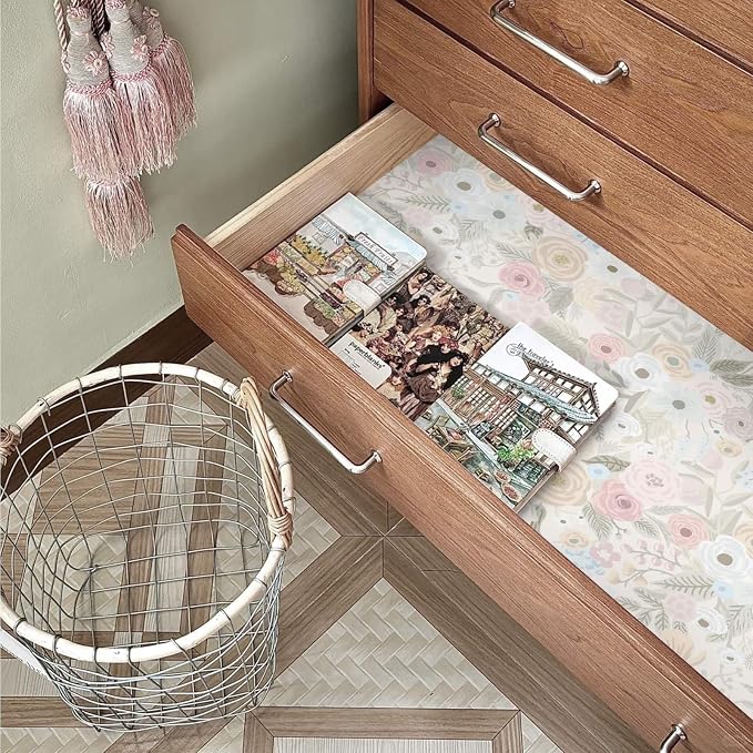 Ismoon Peel and Stick Wallpaper Floral Boho Pink Wallpaper Watercolor Leaf Flowers Contact Paper Removable Self-Adhesive Wall Paper for Bedroom Cabinets and Drawers Decor 17.3inx78.7in - Image 5