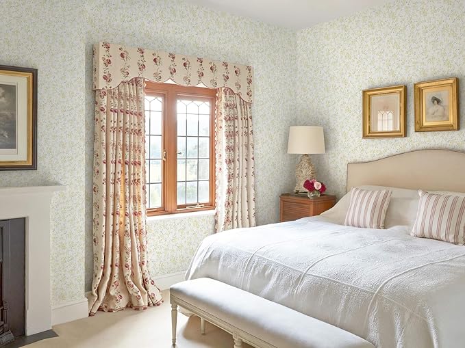Peel and Stick Wallpaper for Nursery Yellow Cherry Blossom Waterproof | 393"×17.3" Yellow Floral Watercolor Wallpaper Gentle Accent Wall Decor with Grid Lines for Bedroom Vinyl Self-adhesive - Image 8