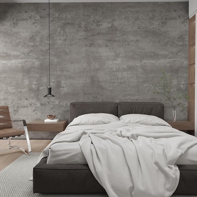 3yecao 16"×1181" 3D Extra Thick Large Size Light Grey Concrete Wallpaper Peel and Stick Industrial Gray Concrete Contact Paper Vinyl Matte Textured Faux Cement Wall Sticker for Bedroom Bathroom Walls - Image 9