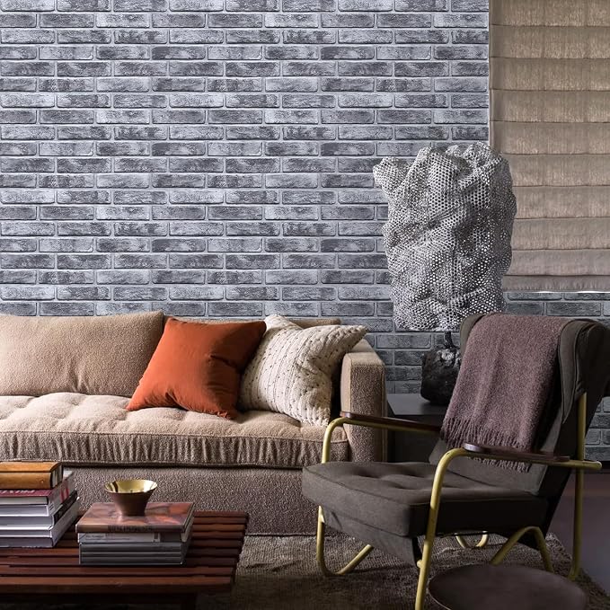 Commomy Faux Brick 3D Wall Panels,Thin UrltraLight PVC 22.8" x 11.8" | Thin UrltraLight PVC Peel and Stick Tile Retro Brick Printable for Bedroom,Living Room,TV Background（Covers 22.48 sq.ft) - Image 7