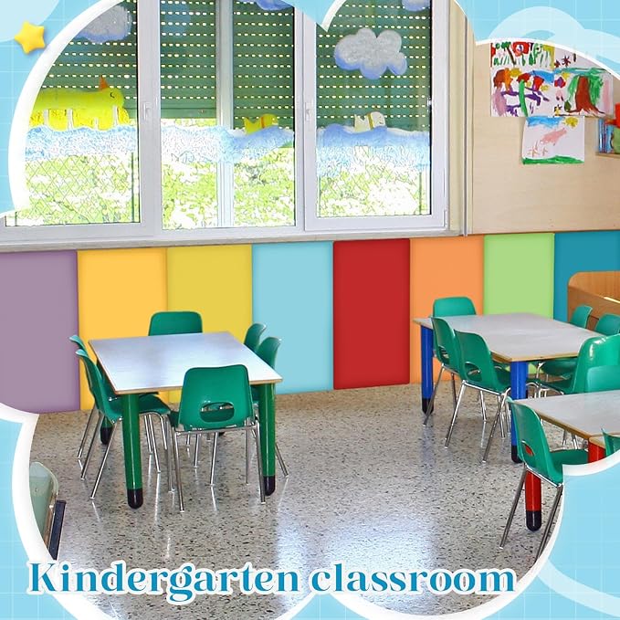 Hahafelt 16 Pack Wall Padding for Playroom Peel and Stick Headboard 15.75" x 7.87" x 1.18" 3D Anti Collision Upholstered Wall Panels Self Adhesive Headboard Panel for Protection (Rainbow Colors) - Image 3
