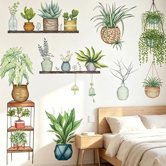 Arawat Plant Wall Decals Peel and Stick Stickers & Murals for Bedroom, Living Room, Bathroom, Kitchen - Boho Decorative Art Decor by ARAWAT