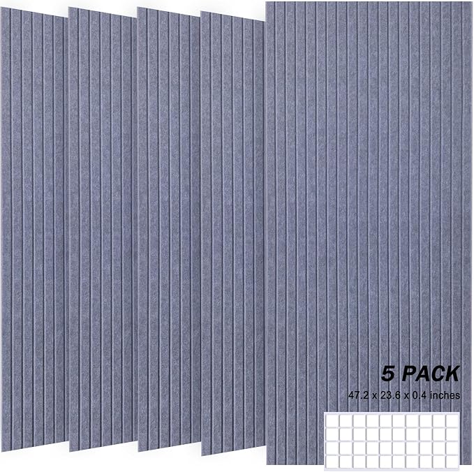 Large Acoustic Panels, 48"X24"X0.4" Sound Proof Foam Panels for Walls, Sound Dampening Panels, Soundproof Wall Panels for Home Studio&Office Decor. (Dark Grey, 5) by Unknown