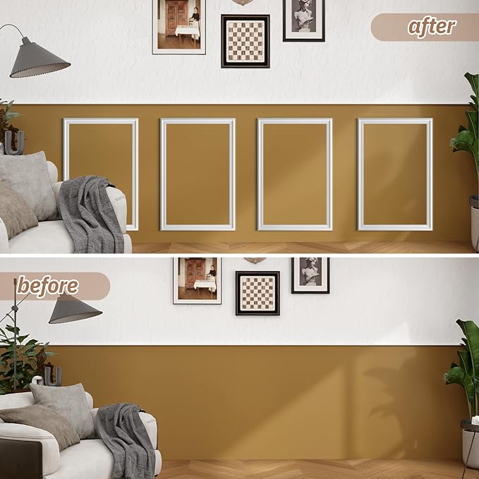Peel and Stick Wall Molding Kit, Accent Wall Panels for Interior Wall Decor with Double-Sided Tape, 4 Set Pre-Cut PS Wainscoting Panels (16 * 24 in) - Image 5