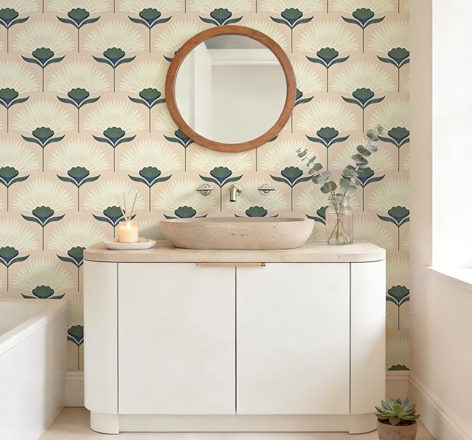 Safiyya Peel and Stick Wallpaper Boho Floral Wallpaper for Bedroom Living Room Removable Self Adhesive Floral Cottage 17.3inx197in Vinyl Contact Paper for Cabinets Accent Wall - Image 7