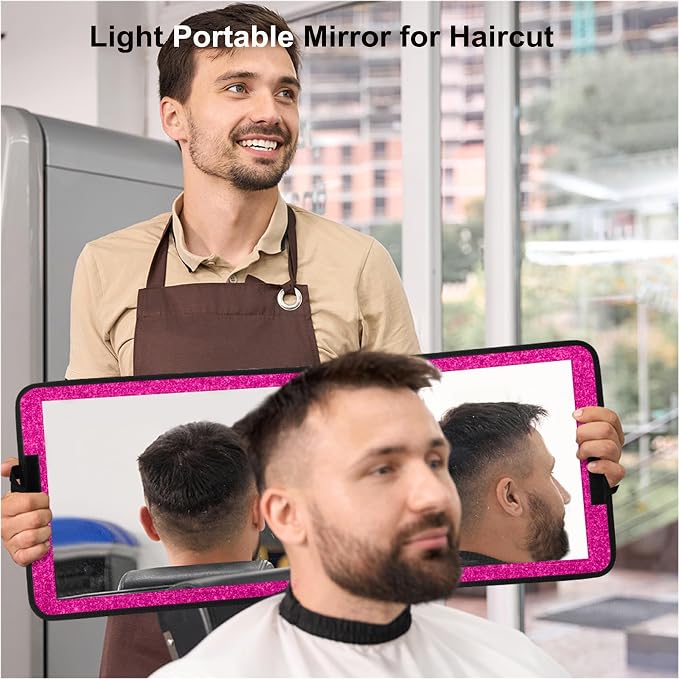 LPHUMEX Sparkle Hot Pink Folding Mirror 13”x33”, Foldable Full-Length Travel Mirror 3-Way Use, Perfect for Dance, Festivals, RV - Image 7