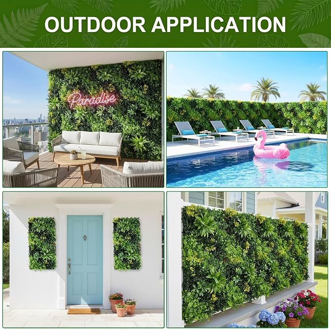 40" x 20" Artificial Grass Wall Panels, UV-Anti Greenery Backdrop Wall | Green Wall Decor for Indoor Outdoor, Garden Patio Balcony Ivy Privacy Screen Plant Wall, Boxwood Hedge Fence Panels - Image 8
