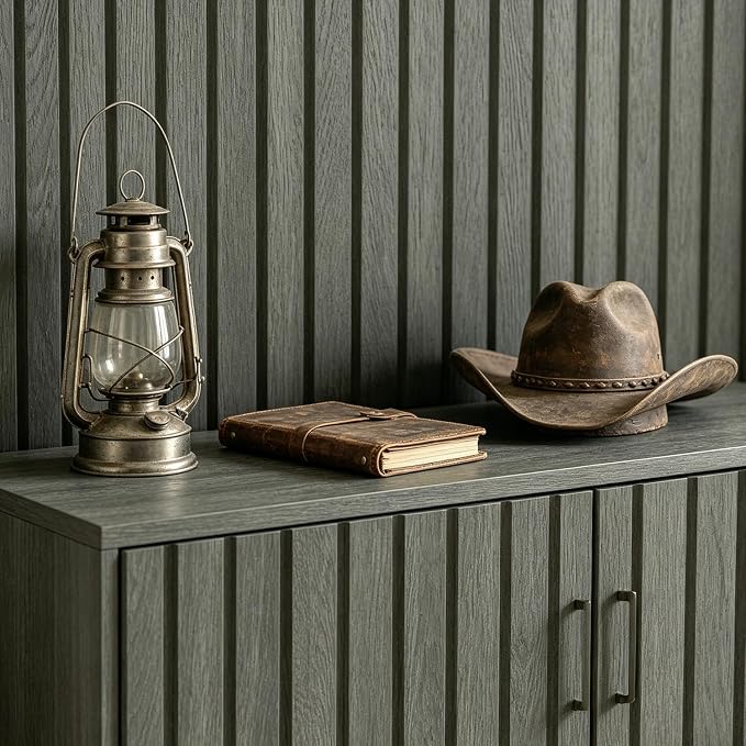 YENHOME 30"X118" Wood Slat Wallpaper Peel and Stick Wood Slat Wall Panel Waterproof Natural 3D Removable Wall Paper Black Contact Paper for Cabinets Shelves Vinyl Wrap for Countertops Furniture Walls - Image 4