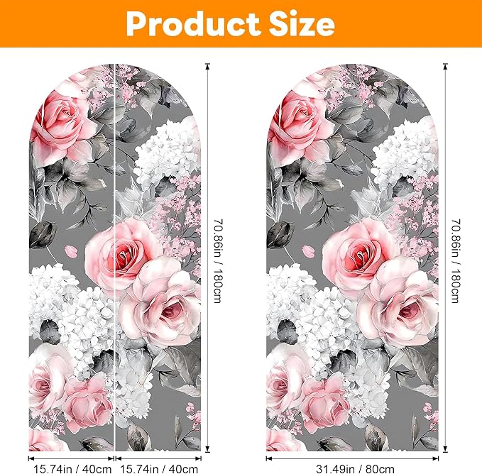 Arch Wall Decals Peel and Stick, Large Wall Stickers, Removable Home Decor Art Wallpaper for Bedroom Living Room 71'' × 31.7'' (Flower -E) - Image 2