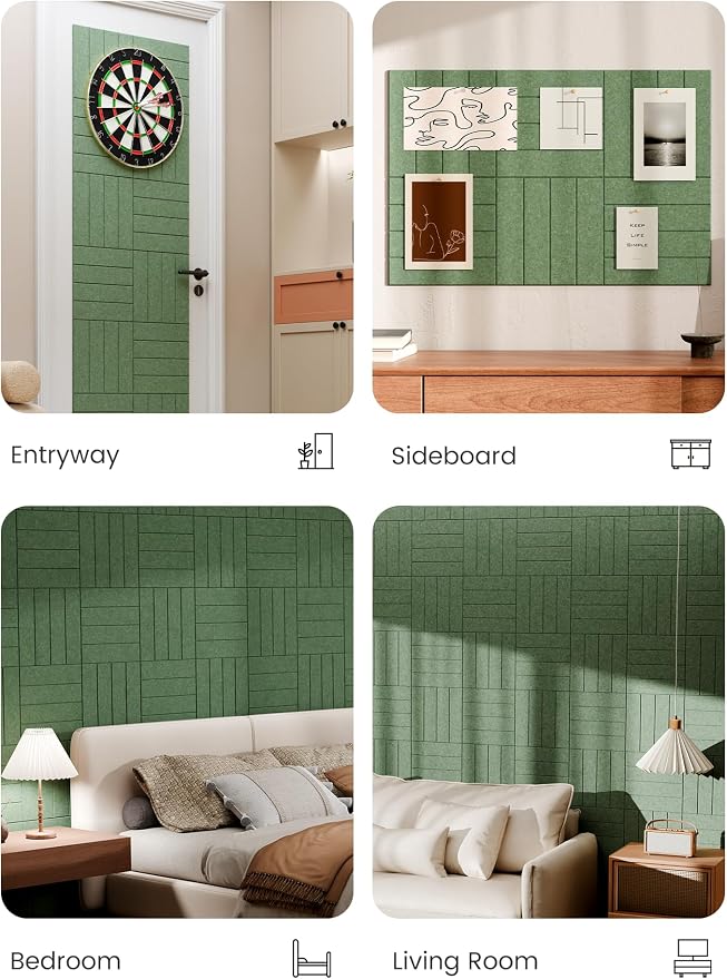 Bumusty 36"x 24" Large Felt Bulletin Board Tiles, Moss Green | 6-Pack Cork Board Alternative, Wall Decor, 30 Pushpins, 30 Adhesive Tabs, Vision Board, Office, Classroom, Home, Dorm - Image 6