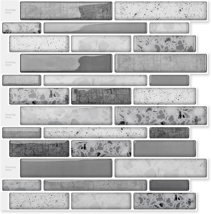 Art3d Stone Peel and Stick Backsplash, 10-Sheet, 12" x 12", Grey Marble | Lightweight, Self Adhesive, Moisture Resistant, Easy to DIY, Modern Style, for Kitchen, Bedroom, Ideal for New Home Buyers by Art3d