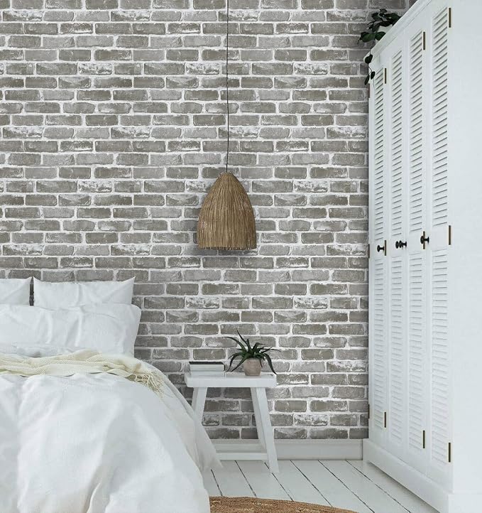 Timeet 17.7''×393.7'' Vintage Gray Brick Peel and Stick Wallpaper Self Adhesive Contact Paper 3D Faux Textured Stone Removable Wallpaper for Bedroom Living Room Home Decor Vinyl Roll Film - Image 6