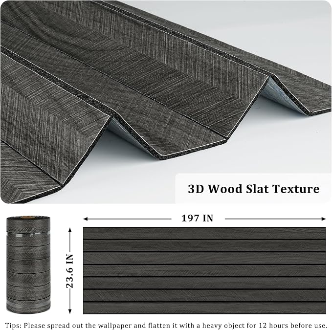 197"x23.6" 3D Wood Panels for Interior Wall Decor Peel and Stick Acoustic Wood Slat Wall Panel Self Adhesive Soundproof Wooden Slats Paneling Wallpaper for Bedroom Living Room Gym Backdrop - Image 6