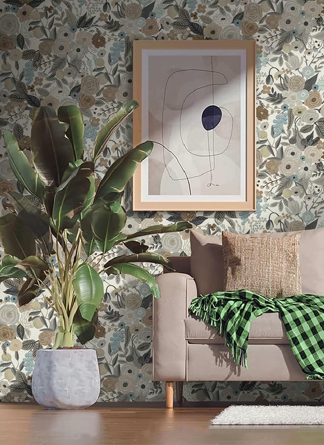 Ismoon 17.3''x197''Floral Peel and Stick Wallpaper Watercolor Vintage Contact Paper Removable Self-Adhesive Wallpaper Renovated Furniture for Cabinets Shelves Counter Tops Wall Decor Roll - Image 7