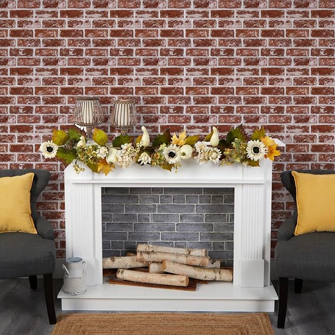 3D Peel and Stick Faux Brick Wall Panels 11.8" x 11.8" 10-Pack | Small Brick-Look Textured Sticker, Thin Lightweight PVC Self Adhesive Wall Tiles for Interior Decor, Cover 9.7 sq ft - Image 9