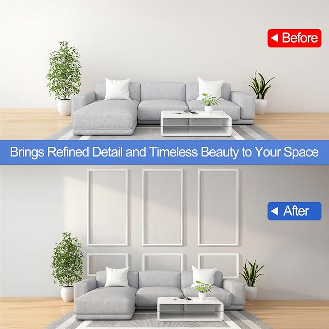 RELIANCER Peel and Stick Wall Molding Kit,30PCS Pre-Cut Door Molding Panels,3D Moulding Wainscoting Panel,Self Adhesive Walls Moulding Trim,Wall Modular Frames for Interior Walls Decor Home Bedroom - Image 8