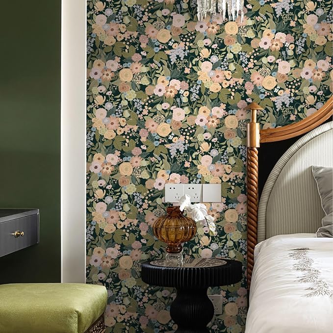 Ismoon 16.1"x78.7"Floral Peel and Stick Wallpaper Removable Self-Adhesive Wallpaper Black Watercolor Contact Paper Renovated Furniture for Cabinets Shelves Counter Tops Wall Decor Roll - Image 7