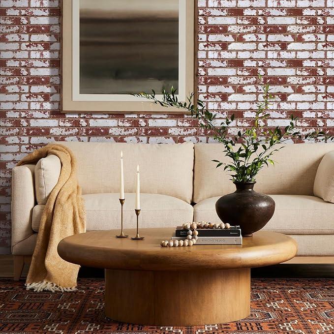 COMSTICKC 3D Faux Brick Wall Panels Peel and Stick Decorative Tiles Sticker | 10 Pcs 15.7" x 11.8", Red Whitewash, Not Real Brick, Thin PVC Fake Brick Backsplsh Sticker Covering for DIY, Cover 12.9 sq ft - Image 6