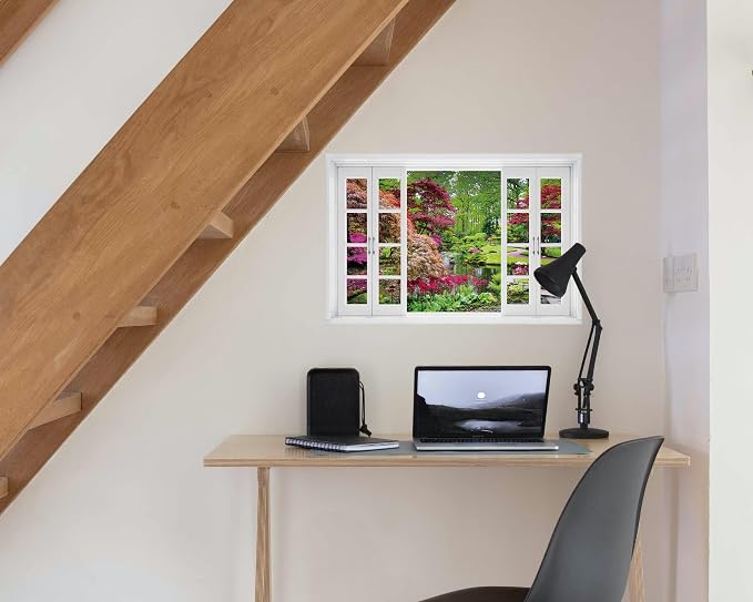 FLFK Fake Window Wall Decal - Garden View with Maple Treest Peel and Stick Mural, 24 x 16 inches - Image 3