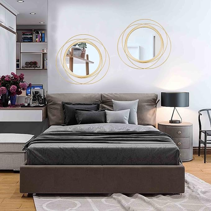 2 Set Circle Mirrors for Wall Decor Living Room Bedroom Entryway - Image 4