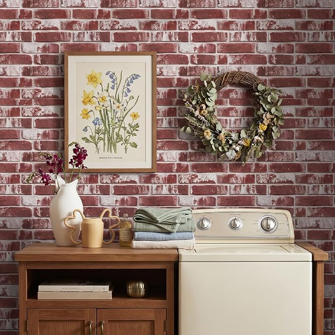 Commomy 3D Peel and Stick Faux Brick Wall Panels - 10pcs 15.74" x 11.8" | Ultralight Thin PVC Fake Brick Wallpaper Tiles Wall Covering for Home Office,Living Room Quick DIY Decor(12.92 sq.ft) - Image 7