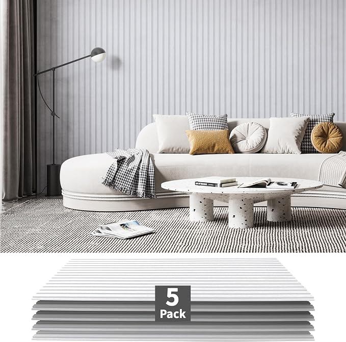 Art3dwallpanels Acoustic Panels, 48" X 24" X 0.71", White, 5 Pack | Soundproof Wall Panels, Self Adhesive, High Density Sound Absorbing, Acoustic Treatment for Recording Studio, Office by Art3dwallpanels