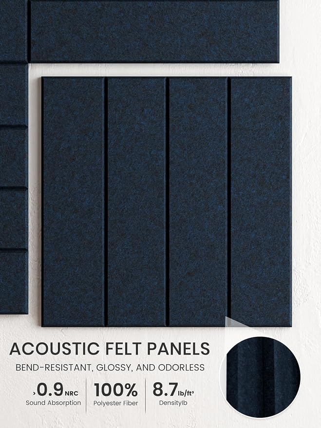 Bumusty 48"x 36" Large Felt Bulletin Board Tiles, Carbon Blue | 12-Pack Cork Board Alternative, Wall Decor, 30 Pushpins, 60 Adhesive Tabs, Vision Board, Office, Classroom, Home, Dorm - Image 3